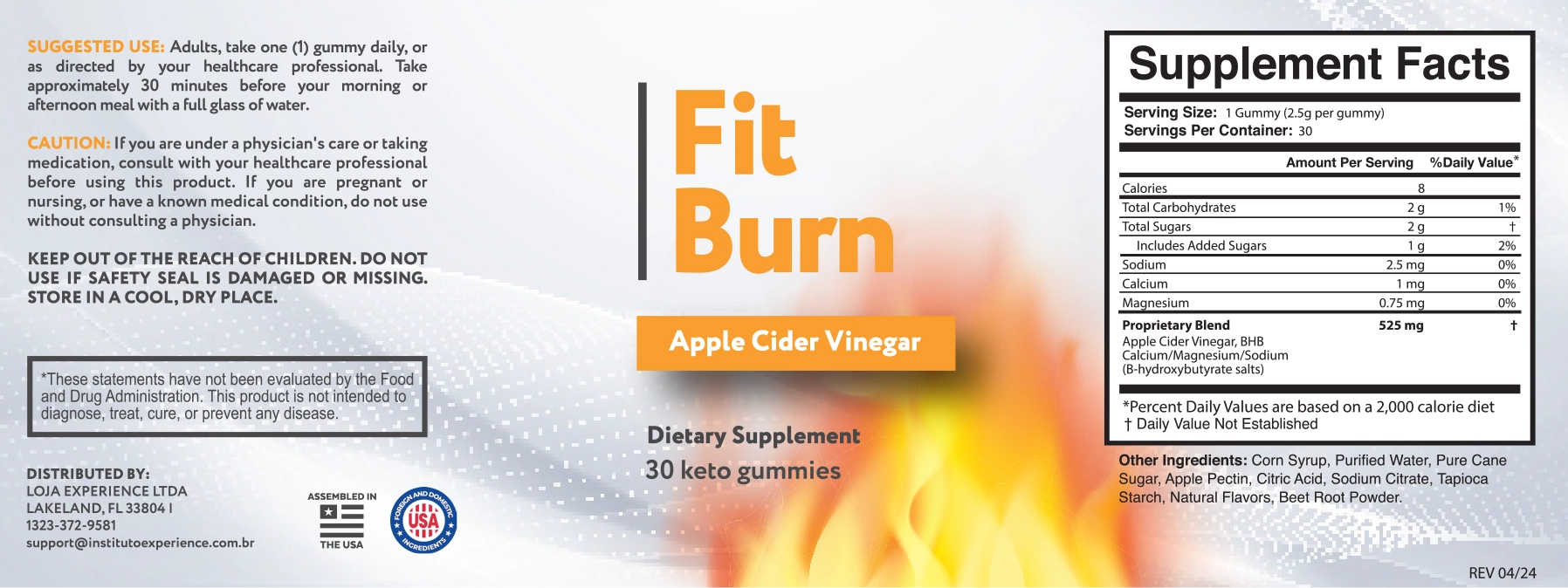 Fit Burn Product Label